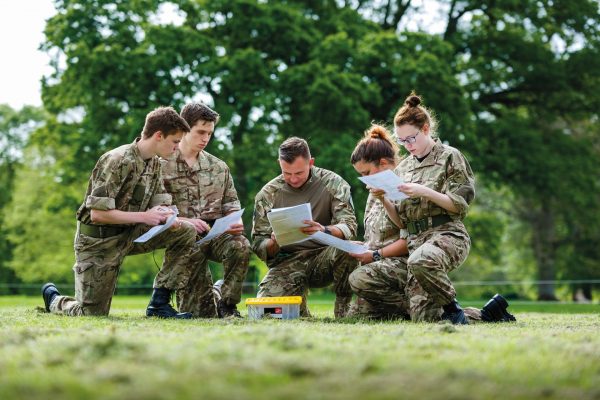 Military academy students orienteering